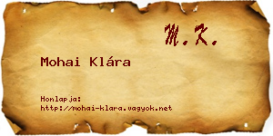 Mohai Klára névjegykártya